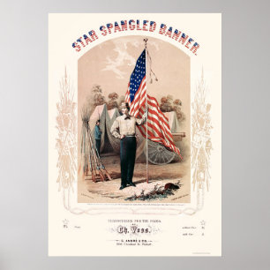 Stjärnan Spangled banerlithographen av P.S. Duval Poster