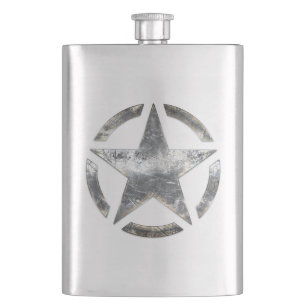 Stjärnan stencilerar vintage i silver stålsätte fickplunta
