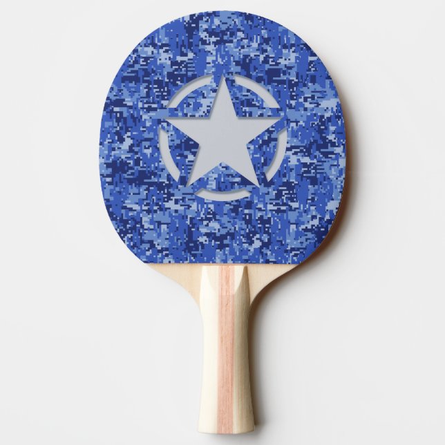 Stjärnan stencilerar vintage marinblåa Digital Pingisracket (Baksidan)