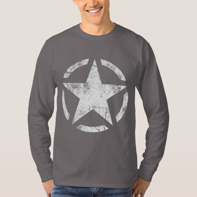 Stjärnan stencilerar vintageGrungestil Tee Shirt (Framsida)