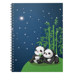 StjärnanattPanda Anteckningsbok Med Spiral