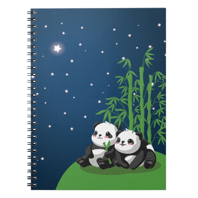 StjärnanattPanda Anteckningsbok Med Spiral (Framsidan)