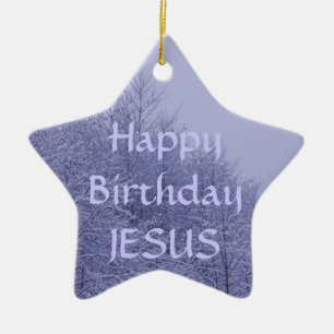 Stjärnaprydnad, grattis på födelsedagen Jesus Julgransprydnad Keramik