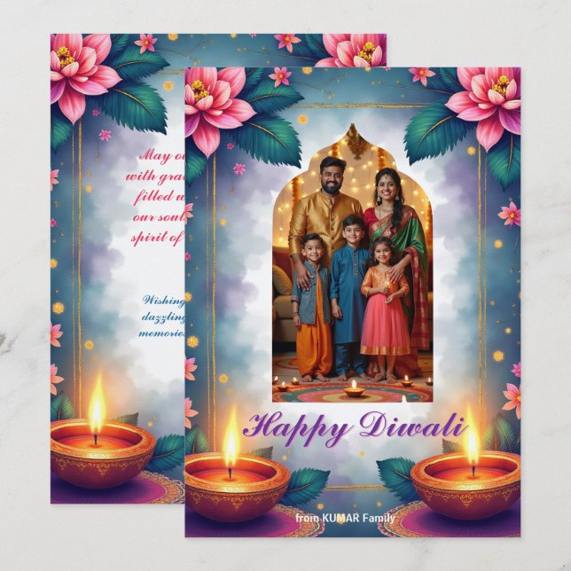 Stjärnbåge Diwali-välkomstkort Inbjudningar (Fram/baksida)