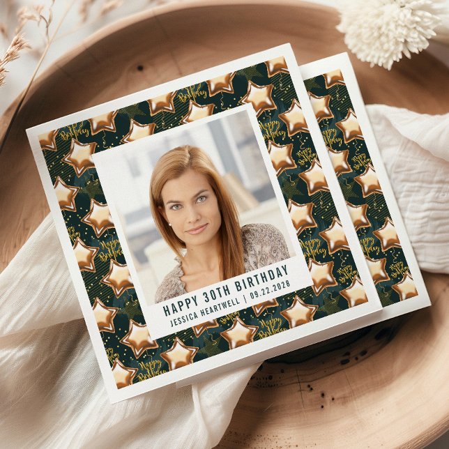 Stjärnballonger för fotopatglam i lycklig 30års fö pappersservett (Skapare uppladdad)