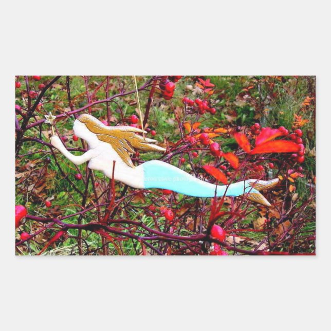 stjärnbärande sjöjungfru rektangulärt klistermärke (Framsida)