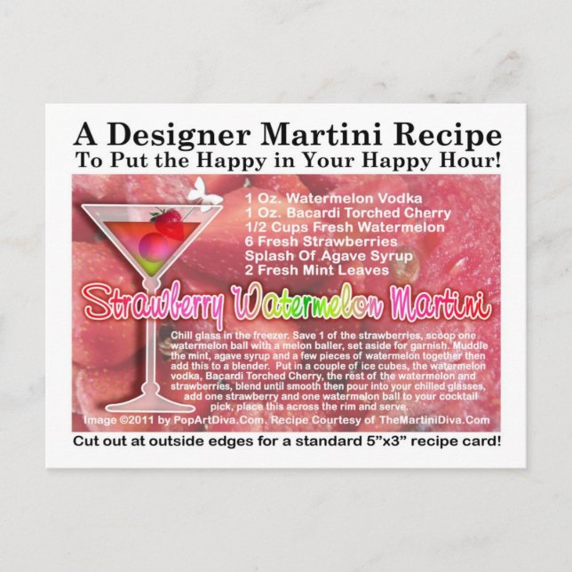Stjärnberry Watermelon Martini Recipe Postcard Vykort (Framsida)