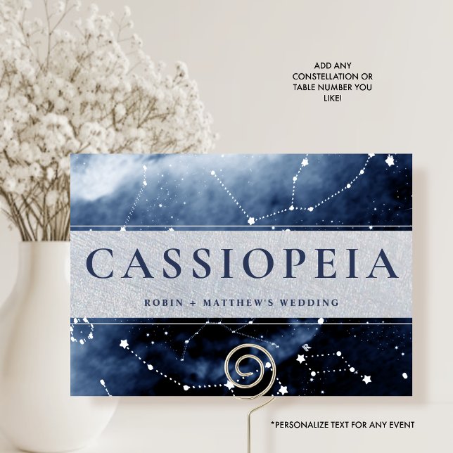 Stjärnbild Cassiopeja (eller Annat) Blå, Silver Bordsnummer (Skapare uppladdad)
