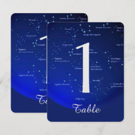 Stjärnbild på blå bröllopsbord nummer inbjudningar
