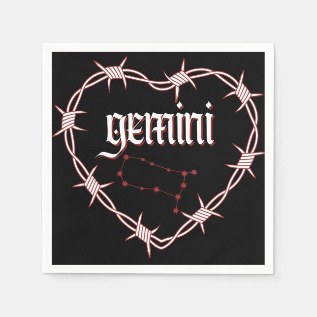Stjärnbilden Gemini Gotisk Mörk Celestial Konst Pappersservett (Framsidan)