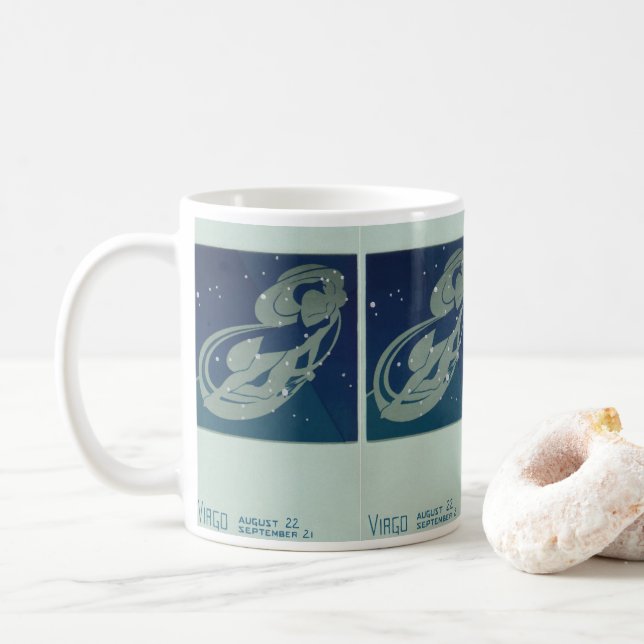 Stjärnbilden Jungfrun Retro Zodiak Astrologi Kaffemugg (Med munk)