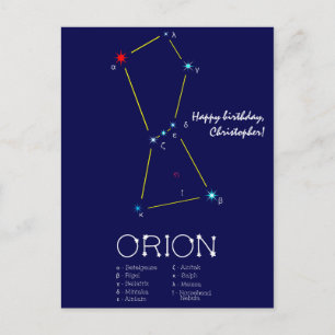 Stjärnbilden Orion på norra halvklotet Vykort