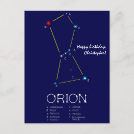 Stjärnbilden Orion på norra halvklotet Vykort