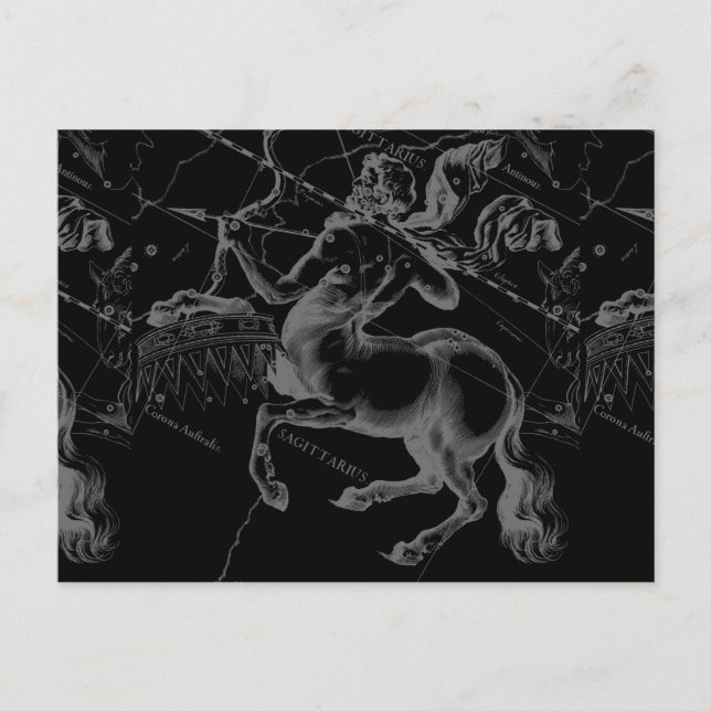 Stjärnbilden Skytten Klassisk Hevelius Gravyr Vykort (Framsida)