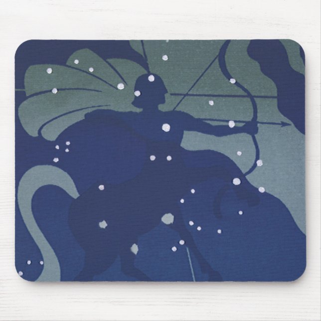 Stjärnbilden Skytten Vintage Zodiak Astrologi Musmatta (Framsidan)