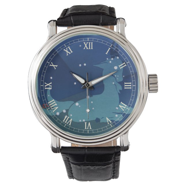 Stjärnbilden Stenbocken, Vintage Zodiak, Astrologi Armbandsur (Framsida)