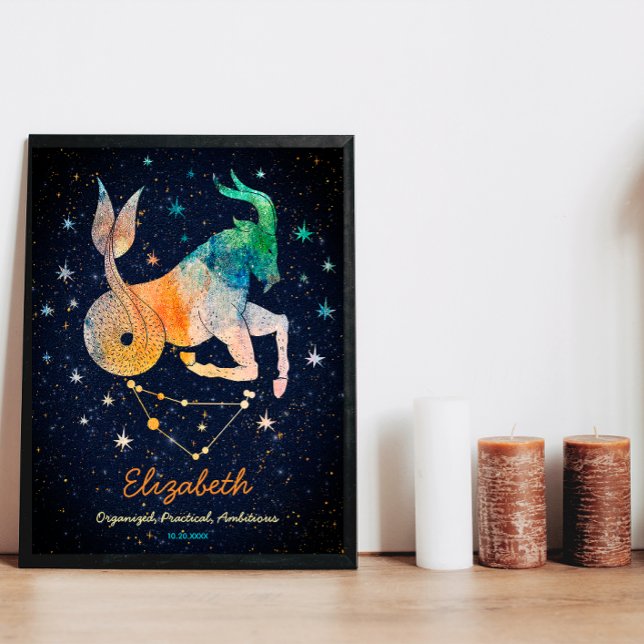Stjärnbilden Stenbocken Zodiak Vattenfärg Galax Poster (Skapare uppladdad)