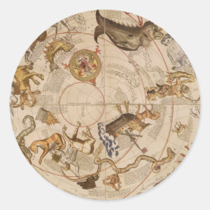 Stjärnbilder Södra Himmel Vintage Astronomi Runt Klistermärke