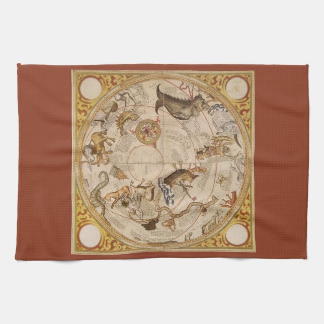 Stjärnbilder Södra Stjärnhimlen Vintage Astronomi Kökshandduk (Horisontell)
