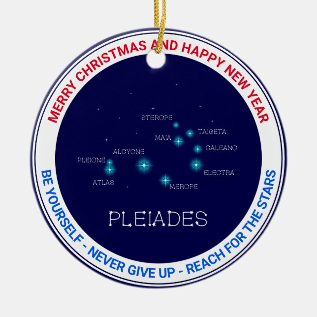 Stjärnbildningen för nordhalvklotet Pleiades Julgransprydnad Keramik (Framsidan)