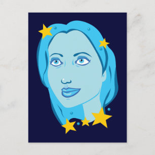 Stjärnblå Flicka Vykort