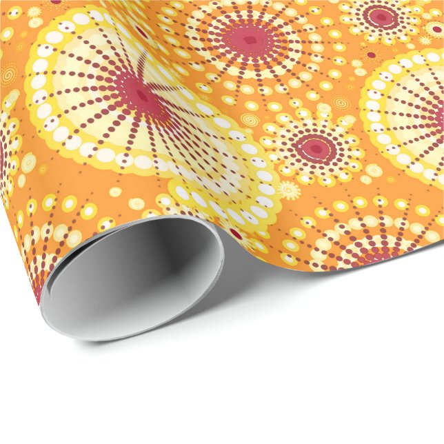 Stjärnburkar och pinhjul, saffran och raisin presentpapper (Rullad Hörn)