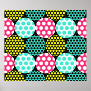 stjärncirklar sömlös mönster i multifärgad pop poster