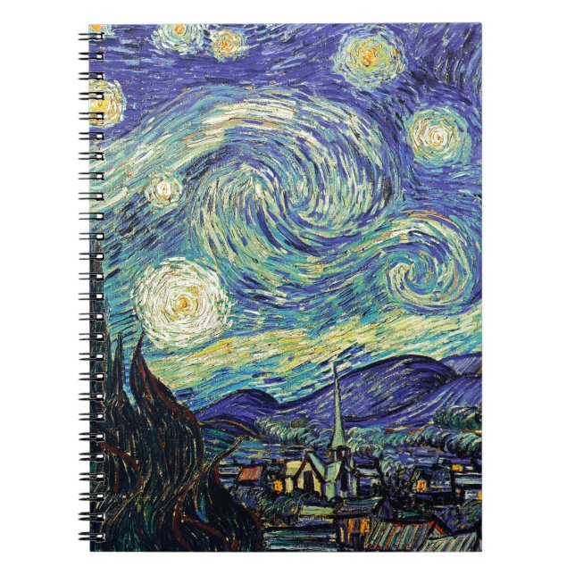Stjärnenatt av van Gogh Anteckningsbok Med Spiral (Framsidan)