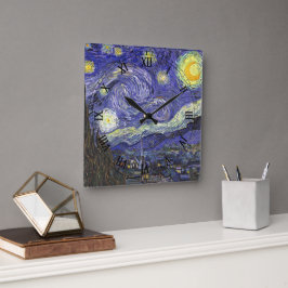 Stjärnenatt av Vincent van Gogh Fyrkantig Klocka