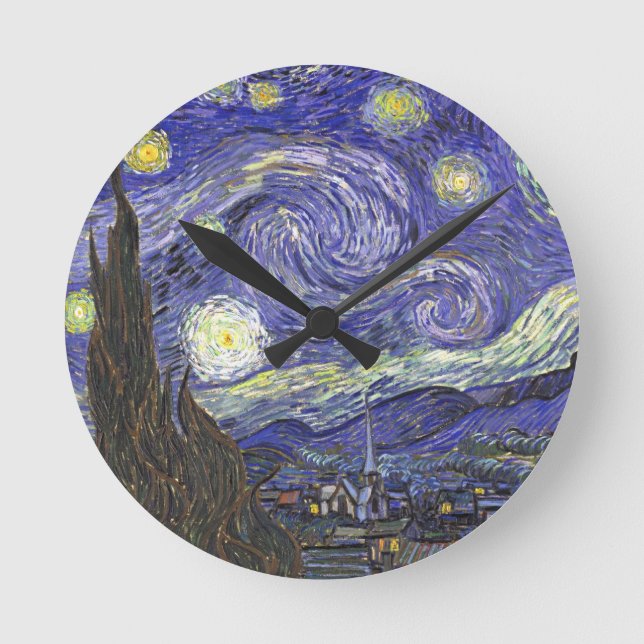 Stjärnenatt av Vincent van Gogh Rund Klocka (Framsida)