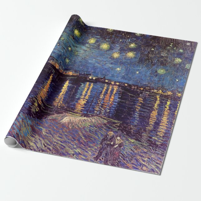 Stjärnenatt över Rhône av Vincent van Gogh Presentpapper (Utrullad)