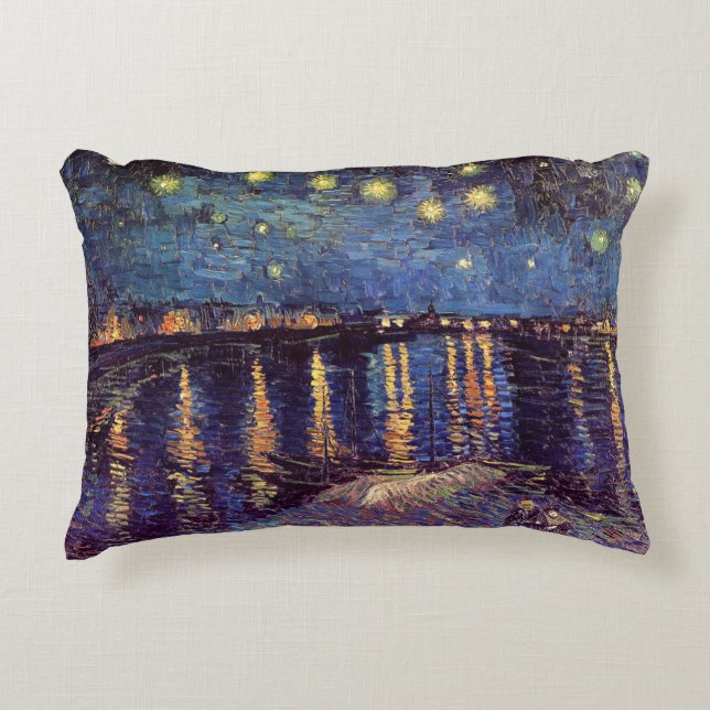 Stjärnenatt över Rhône av Vincent van Gogh Prydnadskudde (Framsidan)