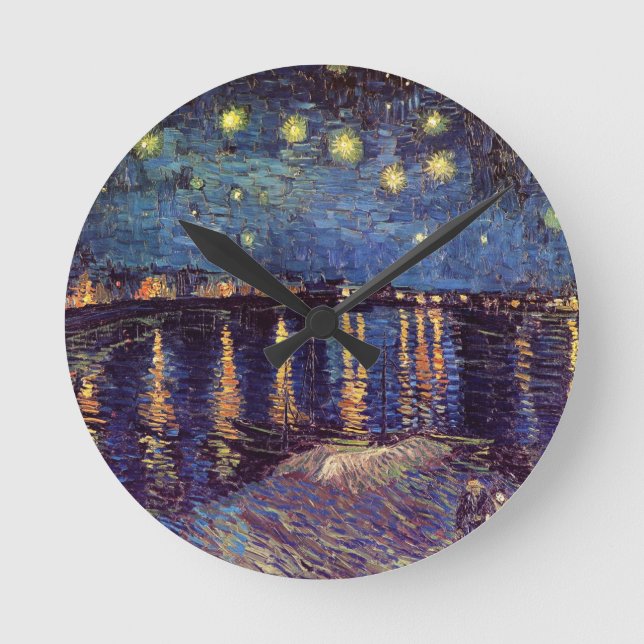 Stjärnenatt över Rhône av Vincent van Gogh Rund Klocka (Framsida)