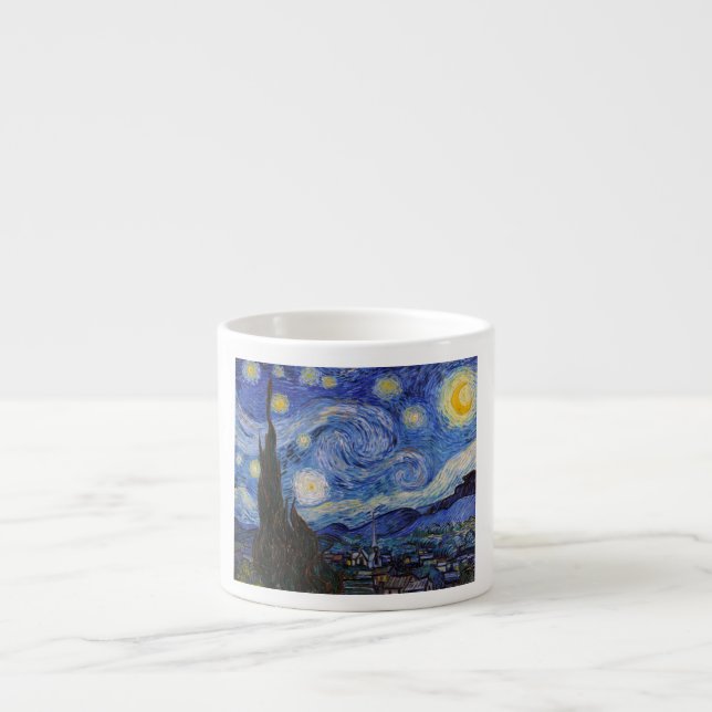 Stjärnenatt: Stad Saint Remy av Vincent Van Gogh Espressomugg (Framsidan)