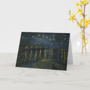 Stjärnenatt vid Rhône, oljemålning av Van Gogh Kort