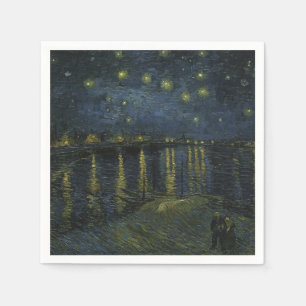Stjärnenatt vid Rhône, oljemålning av Van Gogh Pappersservett