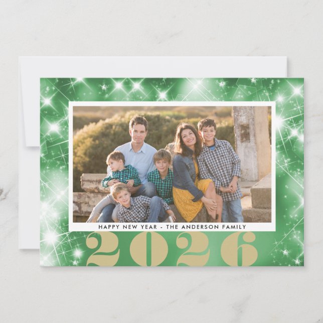 Stjärnexplosion glatt nytt år 2 Foto Julkort (Framsida)