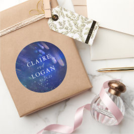 Stjärnfall Celestial Galaxy Bröllop Runt Klistermärke