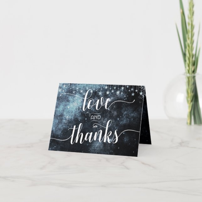 Stjärnfallande akvarell tackfoto för bröllop tack kort (Framsida)