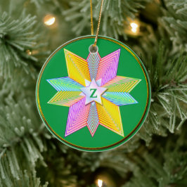 Stjärnfärgad abstrakt design julgransprydnad keramik