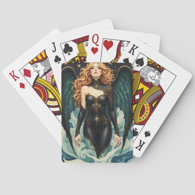 Stjärnfe-tjej Mörk ängel Casinokort (Baksidan)