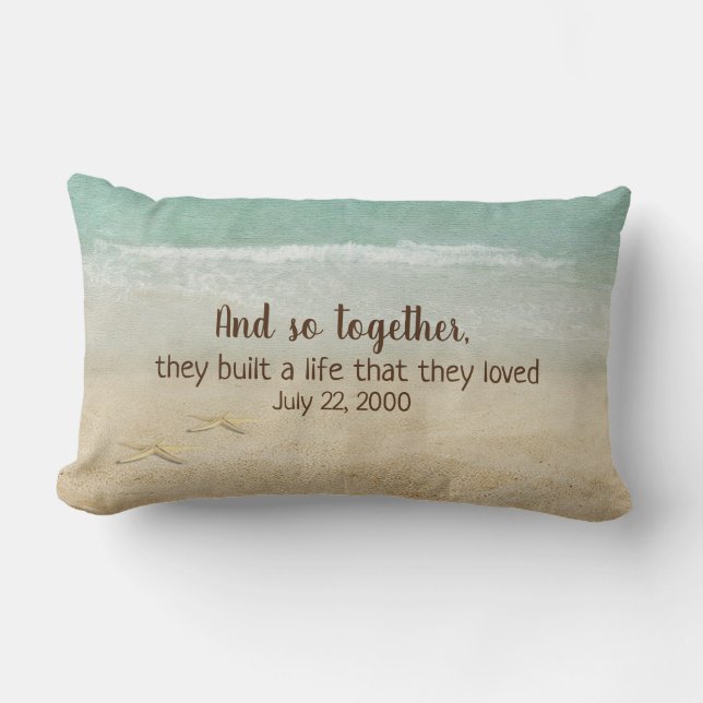 stjärnfisk på vattenfärgen vid stranden lumbarkudde (Framsida)