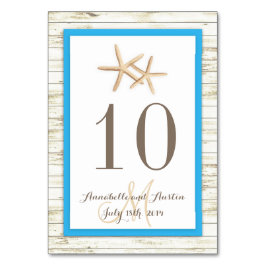 Stjärnfisk Whitewzed Wood Beach Tropical Bröllop Bordsnummer