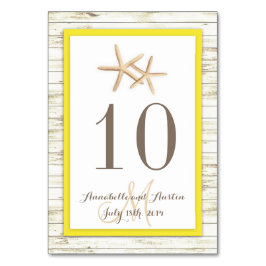 Stjärnfisk Whitewzed Wood Beach Tropical Bröllop Bordsnummer