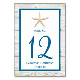 Stjärnfiskad vitewaschad Wood Beach WedCollection Bordsnummer