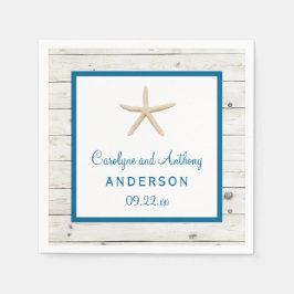 Stjärnfiskad vitewaschad Wood Beach WedCollection Pappersservett
