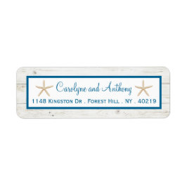 Stjärnfiskad vitewaschad Wood Beach WedCollection Returadress Etikett