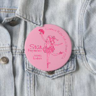 Stjärnföreställning ballerina rosa kontur utmärkel knapp