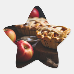 Stjärnformad etikett med äpplen och äpple Paj