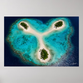 Stjärnformad revkluster med hajar satellitvy poster